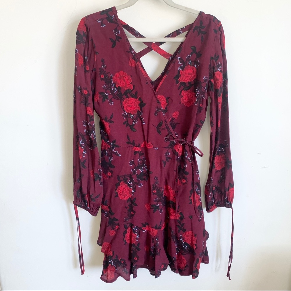 Band of Gypsies Mariah Ruffle Hem Wrap Dress